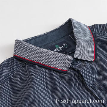 Chemise anti-rides Dobby à col en maille pour homme